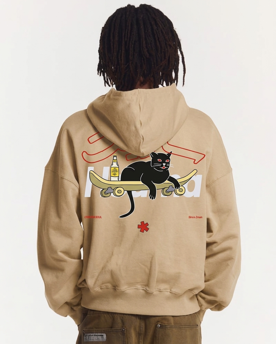 "Le H" — Mascot Beige Hoodie