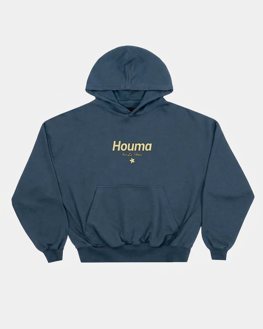 "WLID HOUMA" — Slate Blue Hoodie - Image 4