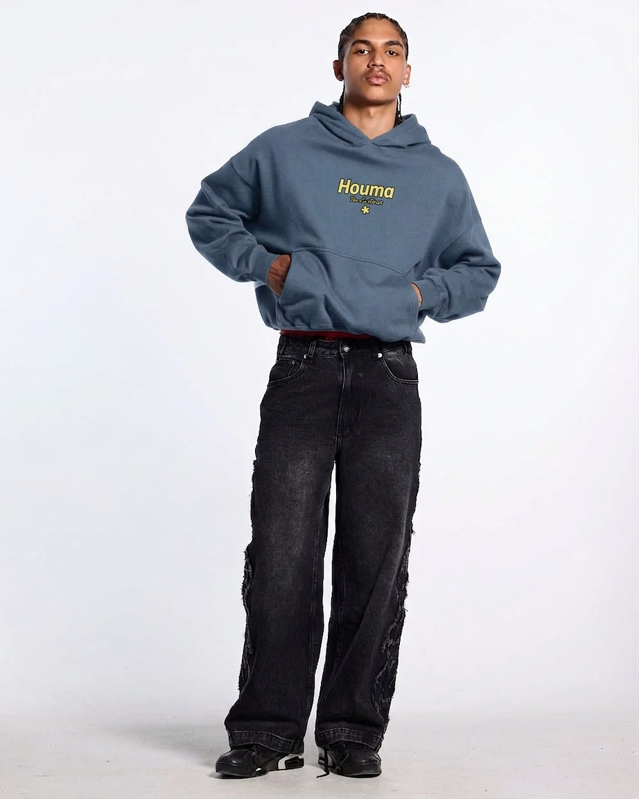 "WLID HOUMA" — Slate Blue Hoodie - Image 3
